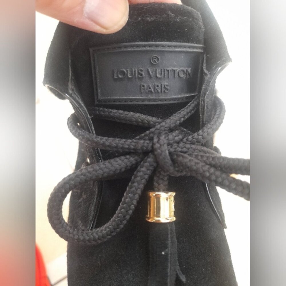 LOUIS VUITTON Boots Heel Monogram Suede Black EU36.5 RARE! - Picture 8 of 16